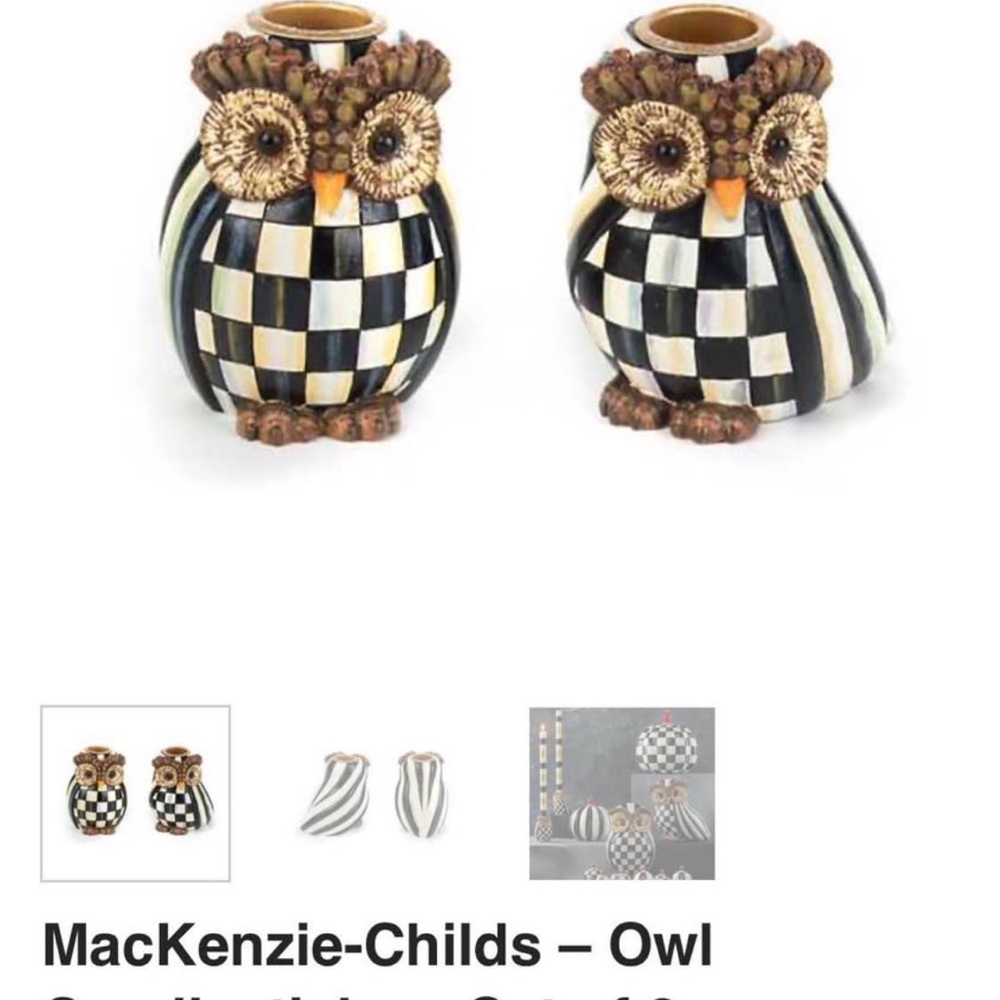 MacKenzie-Childs Black and White Checkered Owl Pair